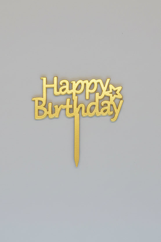 Gold Acrylic "Happy Birthday" Cupcake Toppers
