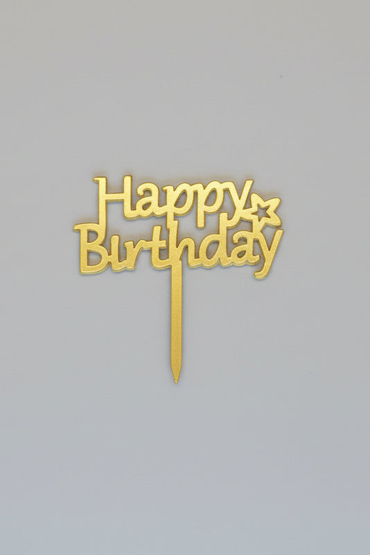 Gold Acrylic "Happy Birthday" Cupcake Toppers