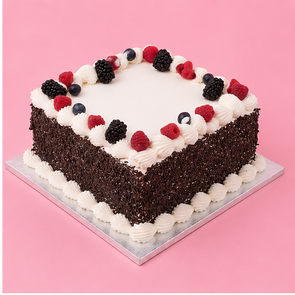 Square Chocolate Berry Cake