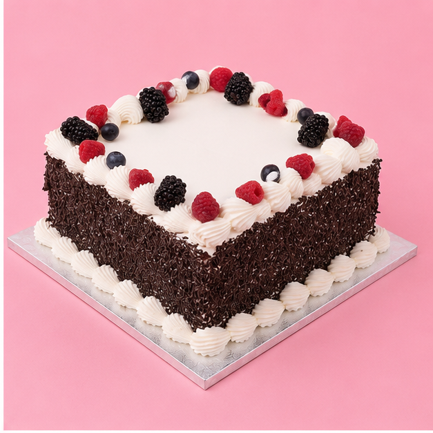 Square Chocolate Berry Cake