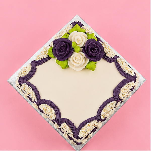 Square Rose Rendezvous Vanilla Cake
