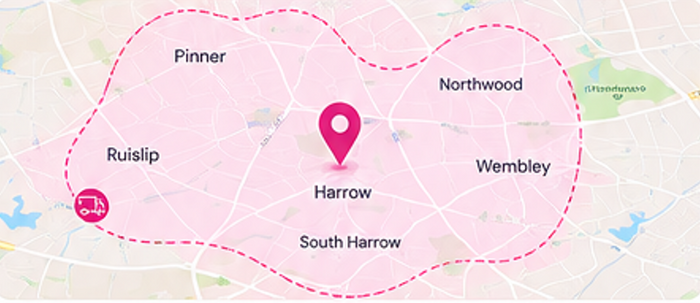 Delivery area map