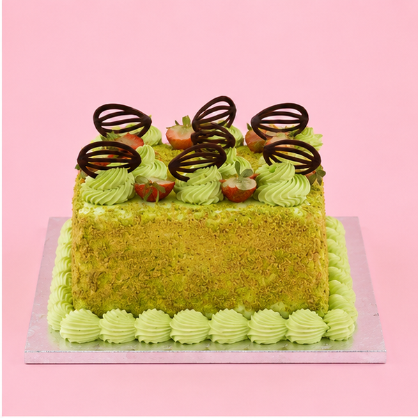 Square Pistachio Delight Cake