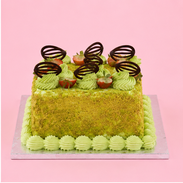 Square Pistachio Delight Cake