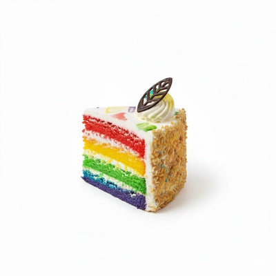 Rainbow Vanilla Cake Slice