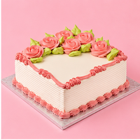 Square Pinky Rose Cake