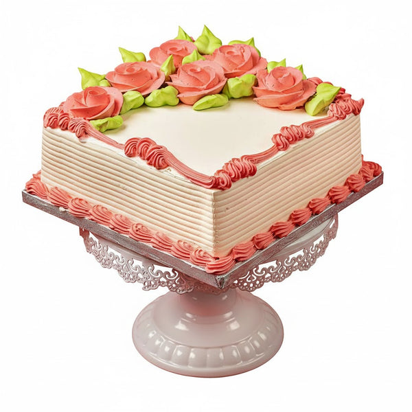 Square Pinky Rose Cake