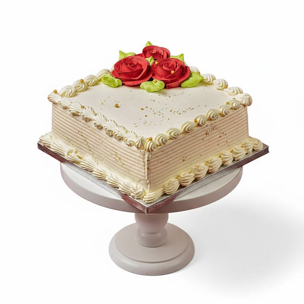 Square Ivory Enchantment Vanilla Cake