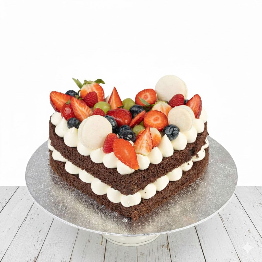 Chocolate Fruit Heart Cake