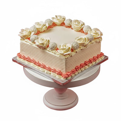 Square Floral Raffaello Cake