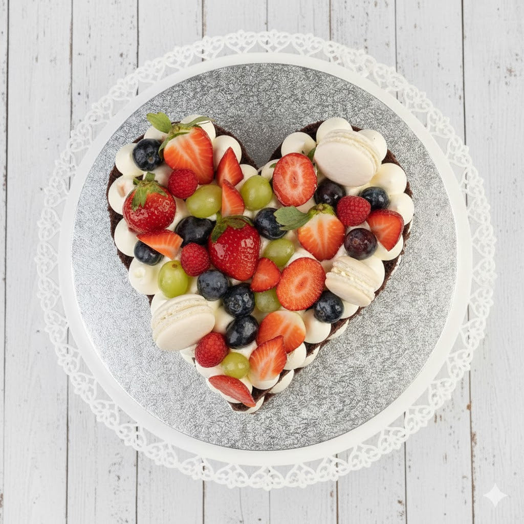 Chocolate Fruit Heart Cake