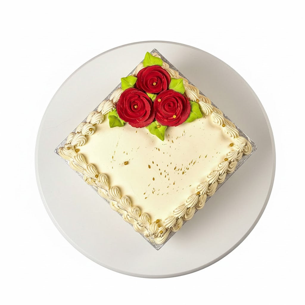 Square Ivory Enchantment Vanilla Cake